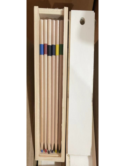 12pcs color pencil with top band Narrow Wooden Box...