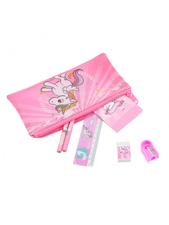 Wholesale 7-piece Student Stationery Set Cartoon Small Pencil Pouch Ctationery Gift Set School Learning Supplies
